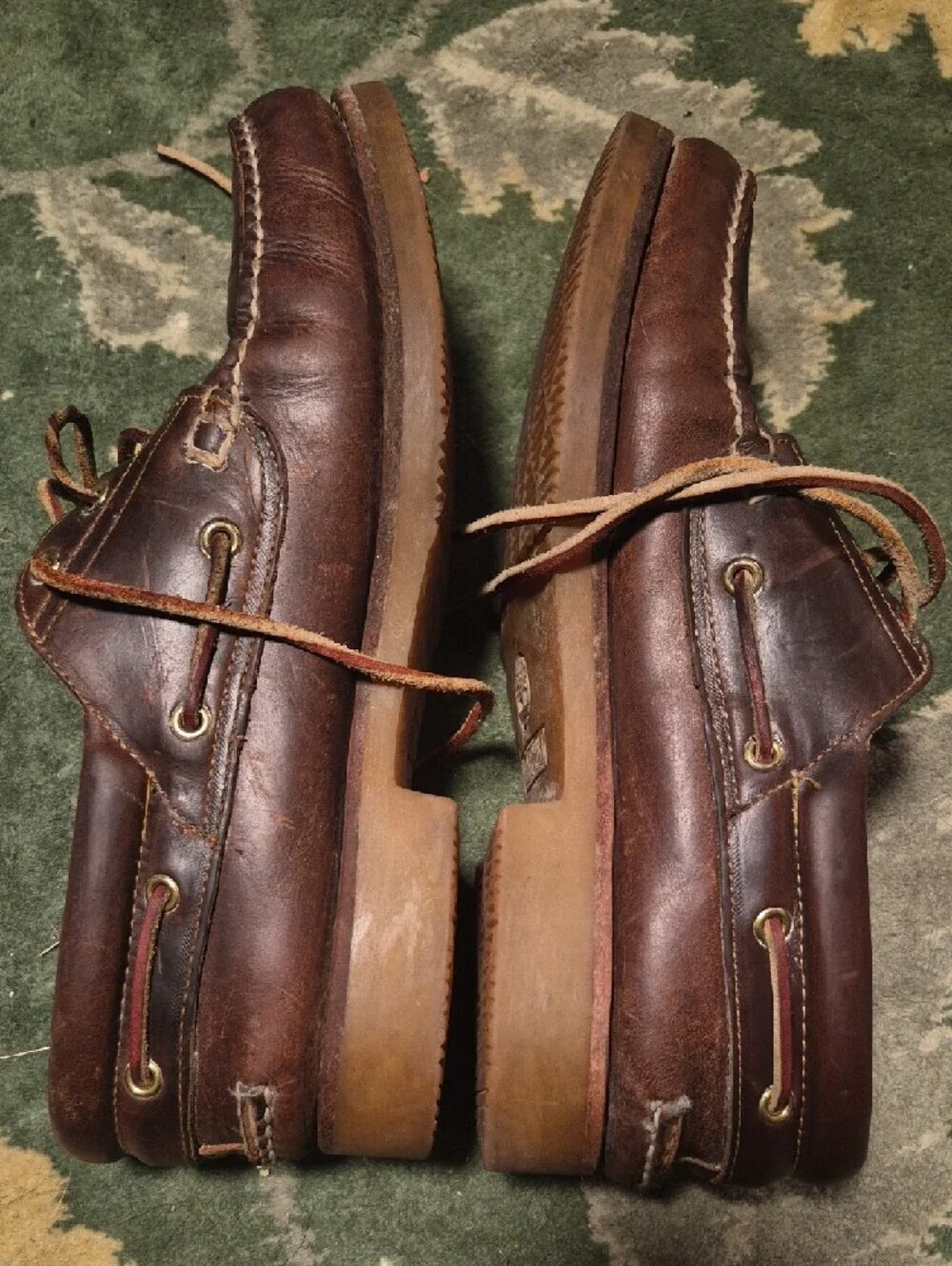 Timberland Dark Brown Leather Moc Toe Boat Shoes